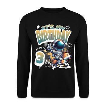 Astronaute 3e anniversaire Chien de l'espace drôle - Sweat-shirt Unisexe - noir - Devant - Alina (178cm) & Michal (187cm)