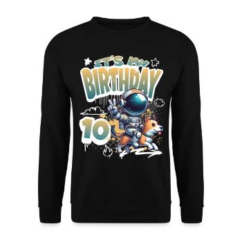 Astronaute 10e anniversaire Chien de l'espace drôle - Sweat-shirt Unisexe - noir - Devant - Alina (178cm) & Michal (187cm)