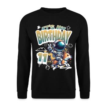 Astronaute 11e anniversaire Chien de l'espace drôle - Sweat-shirt Unisexe - noir - Devant - Alina (178cm) & Michal (187cm)