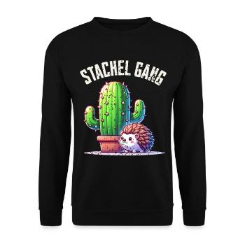 Stachel Gang Igel Kaktus - Unisex Pullover - Schwarz - Vorne - Alina (178cm) & Michal (187cm)
