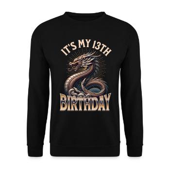 Dragon 13th Birthday Dragon - Unisex Sweatshirt - black - Front - Alina (178cm) & Michal (187cm)