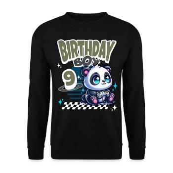9th Birthday Children's Birthday Gaming Panda - Unisex Sweatshirt - black - Front - Alina (178cm) & Michal (187cm)