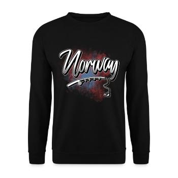 Norwegen Angeln Angler Fischen - Unisex Pullover - Schwarz - Vorne - Alina (178cm) & Michal (187cm)