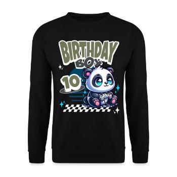 10e anniversaire Enfants Anniversaire Gaming Panda - Sweat-shirt Unisexe - noir - Devant - Alina (178cm) & Michal (187cm)