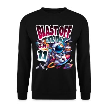 Astronaut 11th Birthday Space - Unisex Sweatshirt - black - Front - Alina (178cm) & Michal (187cm)