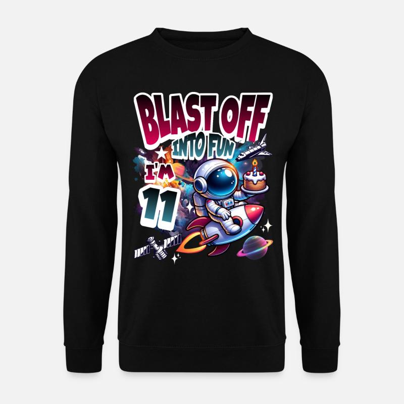 Astronaut 11th Birthday Space - Unisex Sweatshirt - black
