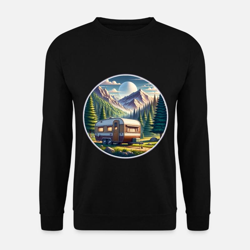 Camping Wohnwagen Berge Natur Reise - Unisex Pullover - Schwarz