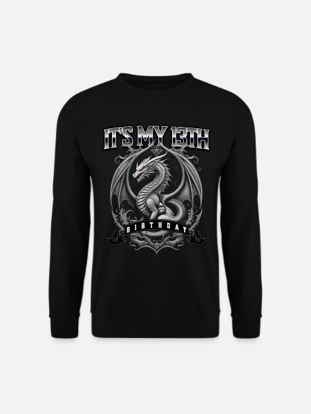 Drache 13. Geburtstag Drachen - Unisex Pullover - Schwarz