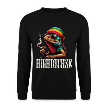 Highdechse Echsen Leguan Reptilien - Unisex Pullover - Schwarz - Vorne - Alina (178cm) & Michal (187cm)