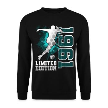 1961 Année de naissance Anniversaire Football - Sweat-shirt Unisexe - noir - Devant - Alina (178cm) & Michal (187cm)