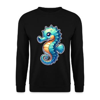 Seepferd - Unisex Pullover - Schwarz - Vorne - Alina (178cm) & Michal (187cm)