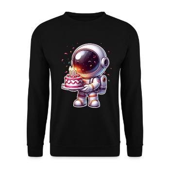 Astronaut Birthday - Unisex Sweatshirt - black - Front - Alina (178cm) & Michal (187cm)