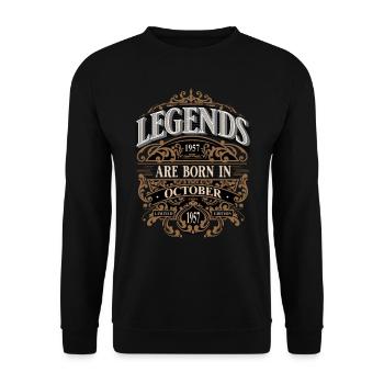1957 Octobre Né Anniversaire Année de naissance - Sweat-shirt Unisexe - noir - Devant - Alina (178cm) & Michal (187cm)