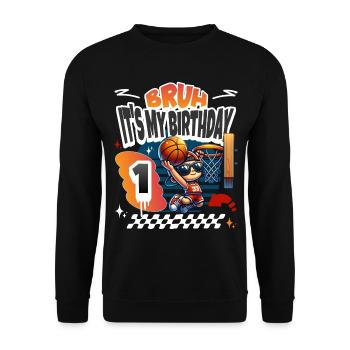 Basketball 1er anniversaire - Sweat-shirt Unisexe - noir - Devant - Alina (178cm) & Michal (187cm)