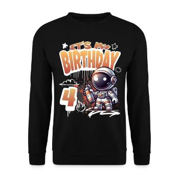 Graffiti astronaute 4ème anniversaire - Sweat-shirt Unisexe - noir - Devant - Alina (178cm) & Michal (187cm)