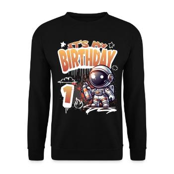 Graffiti Astronaut 1st Birthday - Unisex Sweatshirt - black - Front - Alina (178cm) & Michal (187cm)