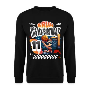 Basketball 11th Birthday - Unisex Sweatshirt - black - Front - Alina (178cm) & Michal (187cm)