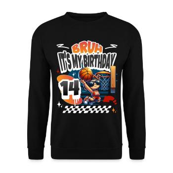 Basketball 14th Birthday - Unisex Sweatshirt - black - Front - Alina (178cm) & Michal (187cm)