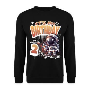Graffiti astronaute 2ème anniversaire - Sweat-shirt Unisexe - noir - Devant - Alina (178cm) & Michal (187cm)