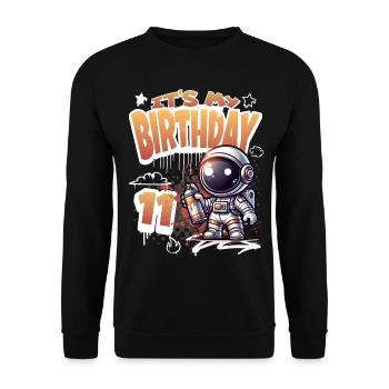 Graffiti Astronaut 11th Birthday - Unisex Sweatshirt - black - Front - Alina (178cm) & Michal (187cm)
