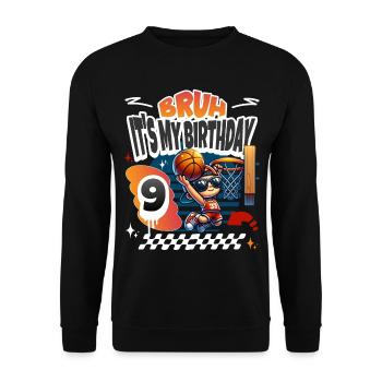 Basketball 9th Birthday - Unisex Sweatshirt - black - Front - Alina (178cm) & Michal (187cm)