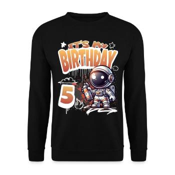 Graffiti astronaute 5e anniversaire - Sweat-shirt Unisexe - noir - Devant - Alina (178cm) & Michal (187cm)