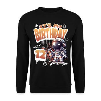 Graffiti astronaute 12e anniversaire - Sweat-shirt Unisexe - noir - Devant - Alina (178cm) & Michal (187cm)