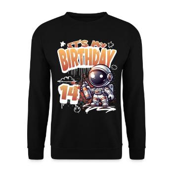 Graffiti Astronaut 14th Birthday - Unisex Sweatshirt - black - Front - Alina (178cm) & Michal (187cm)