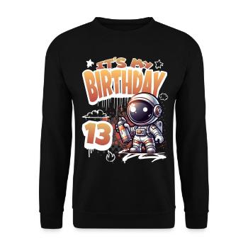Graffiti Astronaut 13th Birthday - Unisex Sweatshirt - black - Front - Alina (178cm) & Michal (187cm)