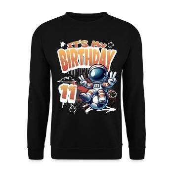 Football Astronaut 11th Birthday - Unisex Sweatshirt - black - Front - Alina (178cm) & Michal (187cm)