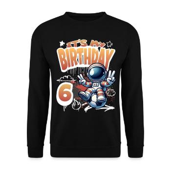6e anniversaire de l’astronaute de football - Sweat-shirt Unisexe - noir - Devant - Alina (178cm) & Michal (187cm)