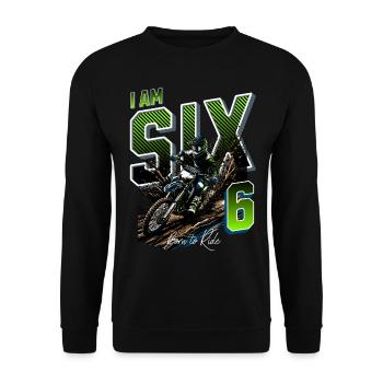 Motocross 6th Birthday - Unisex Sweatshirt - black - Front - Alina (178cm) & Michal (187cm)