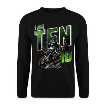 Motocross 10th Birthday - Unisex Sweatshirt - black - Front - Alina (178cm) & Michal (187cm)