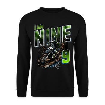 Motocross 9th Birthday - Unisex Sweatshirt - black - Front - Alina (178cm) & Michal (187cm)
