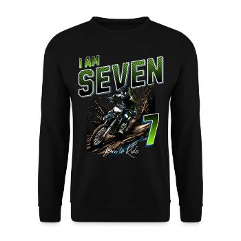 Motocross 7th Birthday - Unisex Sweatshirt - black - Front - Alina (178cm) & Michal (187cm)