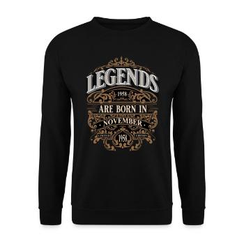 1958 Novembre Naissance Anniversaire Année de naissance - Sweat-shirt Unisexe - noir - Devant - Alina (178cm) & Michal (187cm)