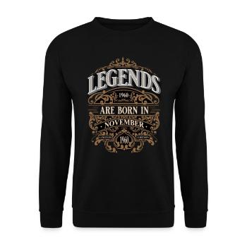 1960 Novembre Naissance Anniversaire Année de naissance - Sweat-shirt Unisexe - noir - Devant - Alina (178cm) & Michal (187cm)