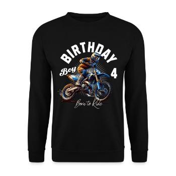 Motocross 4th Birthday - Unisex Sweatshirt - black - Front - Alina (178cm) & Michal (187cm)