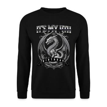 Dragon 4th Birthday Dragon - Unisex Sweatshirt - black - Front - Alina (178cm) & Michal (187cm)
