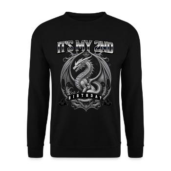 Dragon 2nd Birthday Dragon - Unisex Sweatshirt - black - Front - Alina (178cm) & Michal (187cm)