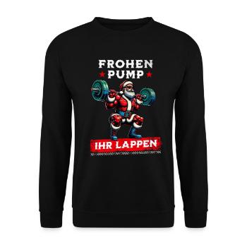 Weihnachten Gym Weihnachtsmann Fitness Training - Unisex Pullover - Schwarz - Vorne - Alina (178cm) & Michal (187cm)