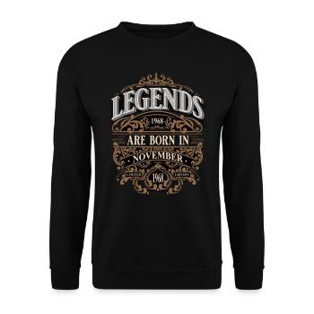 1968 Novembre Naissance Anniversaire Année de naissance - Sweat-shirt Unisexe - noir - Devant - Alina (178cm) & Michal (187cm)