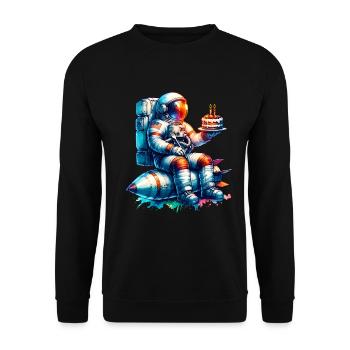 Astronaut Birthday - Unisex Sweatshirt - black - Front - Alina (178cm) & Michal (187cm)