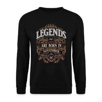 1967 November born Birthday Year of birth - Unisex Sweatshirt - black - Front - Alina (178cm) & Michal (187cm)