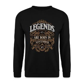1971 Novembre Naissance Anniversaire Année de naissance - Sweat-shirt Unisexe - noir - Devant - Alina (178cm) & Michal (187cm)