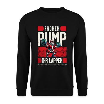 Weihnachten Gym Weihnachtsmann Fitness Training - Unisex Pullover - Schwarz - Vorne - Alina (178cm) & Michal (187cm)