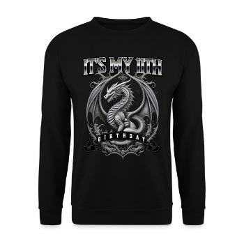 Dragon 11th Birthday Dragon - Unisex Sweatshirt - black - Front - Alina (178cm) & Michal (187cm)