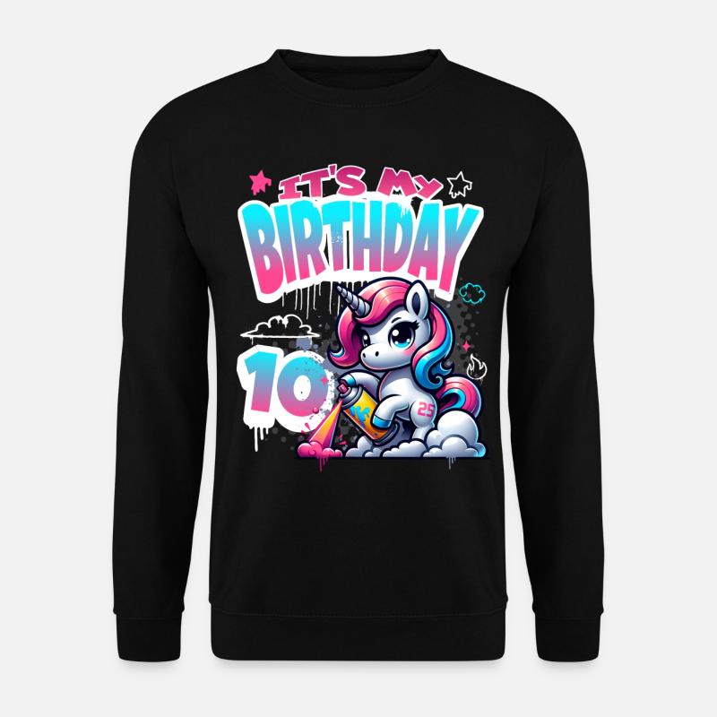 10. Geburtstag Einhorn Graffiti Mädchen - Unisex Pullover - Schwarz