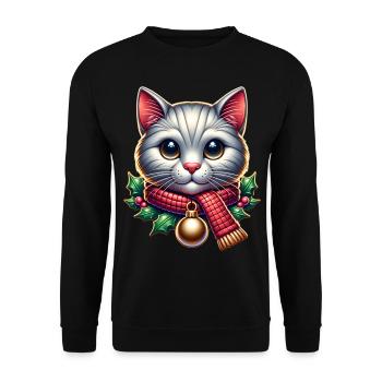 Katze - Unisex Pullover - Schwarz - Vorne - Alina (178cm) & Michal (187cm)