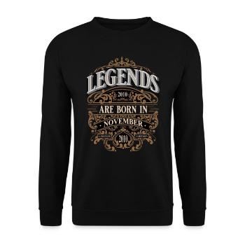 2010 November Born Birthday Year of birth - Unisex Sweatshirt - black - Front - Alina (178cm) & Michal (187cm)